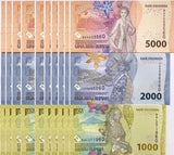 Indonesia Set 3 X LOT 10 = 30 UNC 1000 2000 5000 Rupiah Random Year P 162-P 164