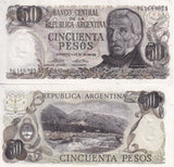 Argentina 50 Pesos ND (1974-1975) SERIES B P 296 UNC ,Termes de Reyes, Jujuy