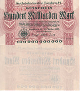 Germany 100000 Million Mark 1923 Frankfurt Uniface P S1224 UNC