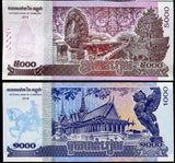 Cambodia Set 2 Pcs 1000 5000 Riels 2015-2017 P 67 68 UNC