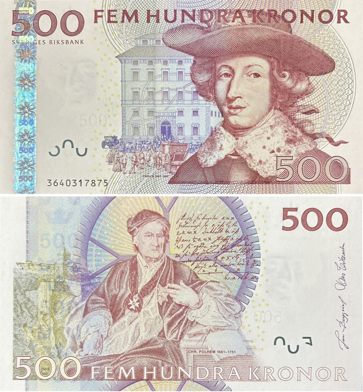 Sweden 500 Kronor 2003 P 66 b UNC, Carl XI Christopher Polhem