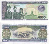Laos 1000 Kip 2003 P 32Ab UNC , Women Pha That Luang pagoda , Cattle