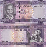 South Sudan 50 Pounds ND 2011 P 9 UNC, Dr. John Garang de Mabior , Elephants