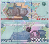 Uzbekistan 200000 Som 2022 P 93 a UNC