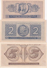 Greece Set 3 UNC 1 2 5 Drachmai 1941 P 317 P 318 P 319 , GREEK Aristoteles