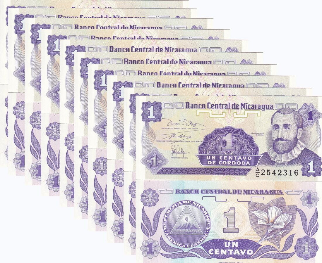 Nicaragua 1 Centavo 1991 P 167 UNC Lot 10 PCS