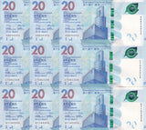 Hong Kong Set 3 X LOT 3 = 9 UNC 20 Dollars Mixed Years P 218 302 348 SCB