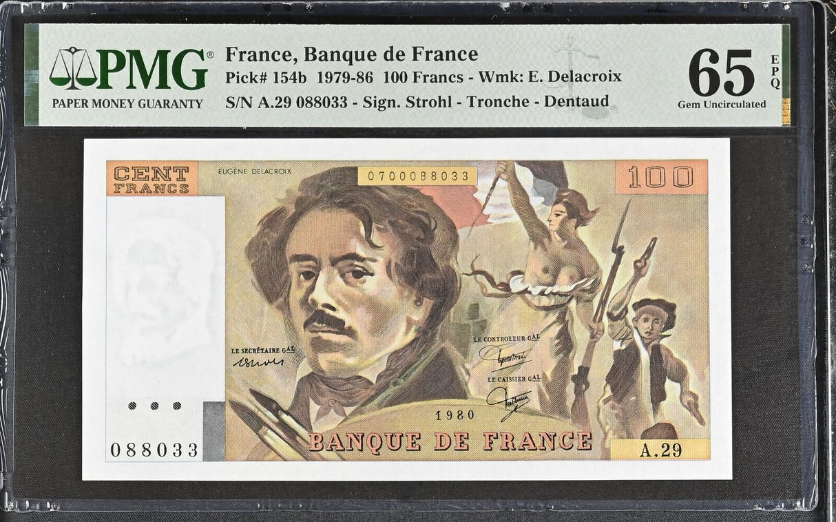 France 100 Francs 1980 P 154 b Gem UNC PMG 65 EPQ