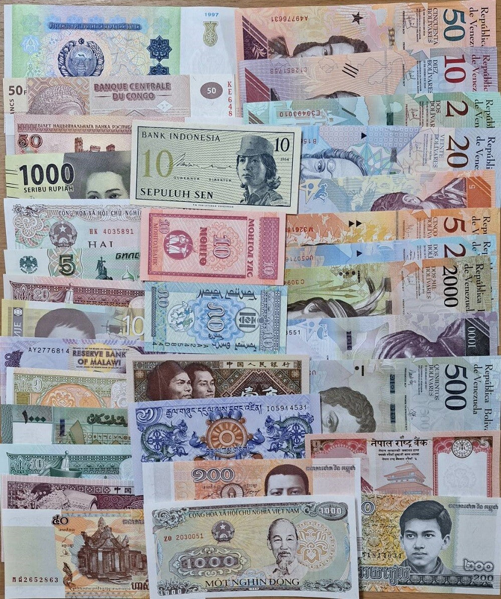World Collectible Lot Set 33 Pcs different notes ALL UNC