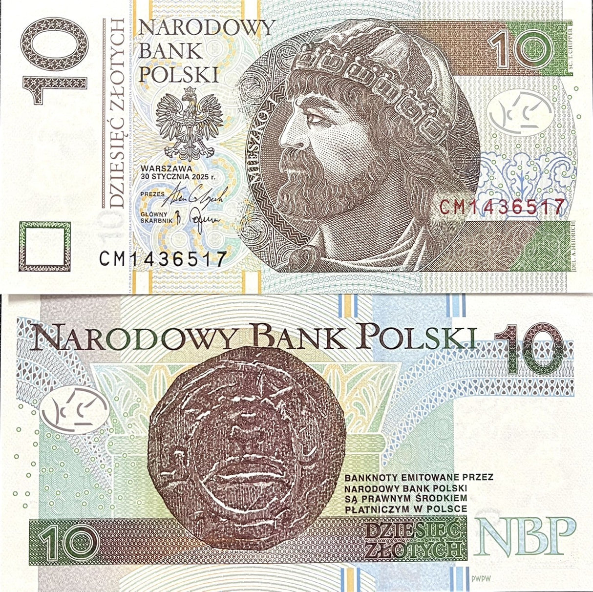 Poland 10 Zlotych 2025 P 183 NEW Date & Sign UNC