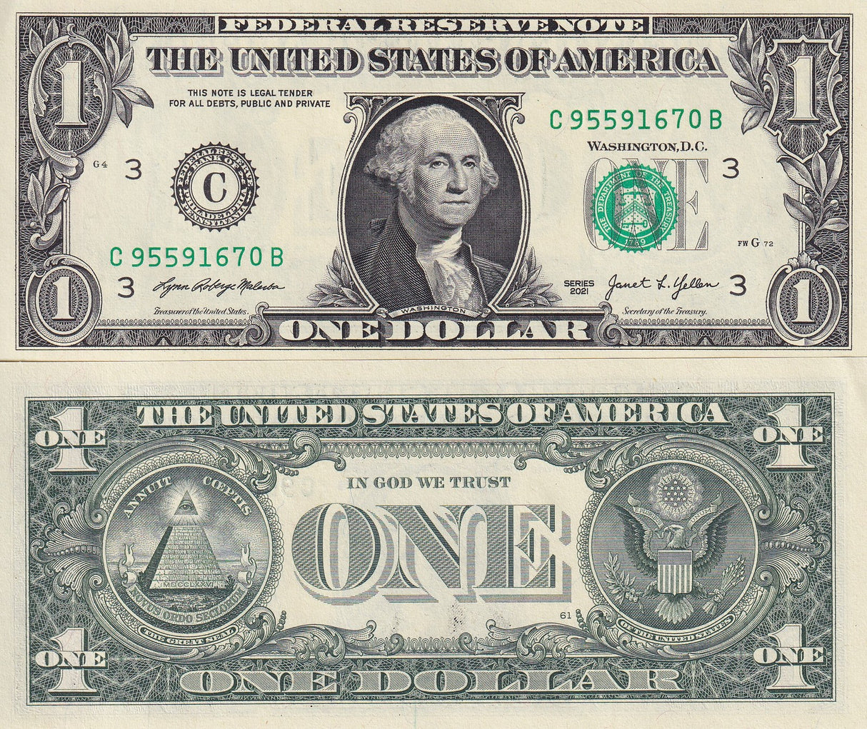 United States 1 Dollars USA 2021 P 549 Philadelphia PA "C" UNC
