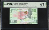 Zambia 10 Kwacha 2024 P 62 a AA Prefix Superb Gem UNC PMG 67 EPQ TOP POP