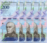 Venezuela 200 Bolivares March 2018 P 107 UNC Lot 5 Pcs, Guacamayo verde bird