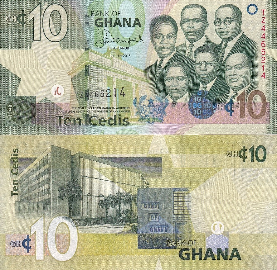Ghana 10 Cedis 2015 Prefix TZ P 39 f UNC
