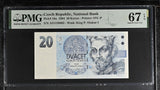 Czech Republic 20 Korun 1994 P 10 a Superb Gem UNC PMG 67 EPQ