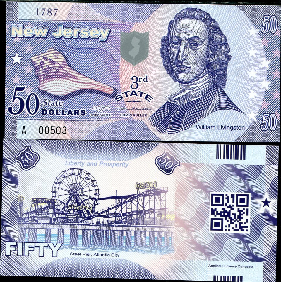 UNITED STATE USA. NEW JERSEY 50 DOLLARS ND 2014 3rd POLYMER COMM.