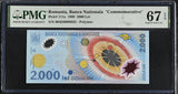 Romania 2000 Lei 1999 P 111 a Polymer Comm # 9933 Superb Gem UNC PMG 67 EPQ