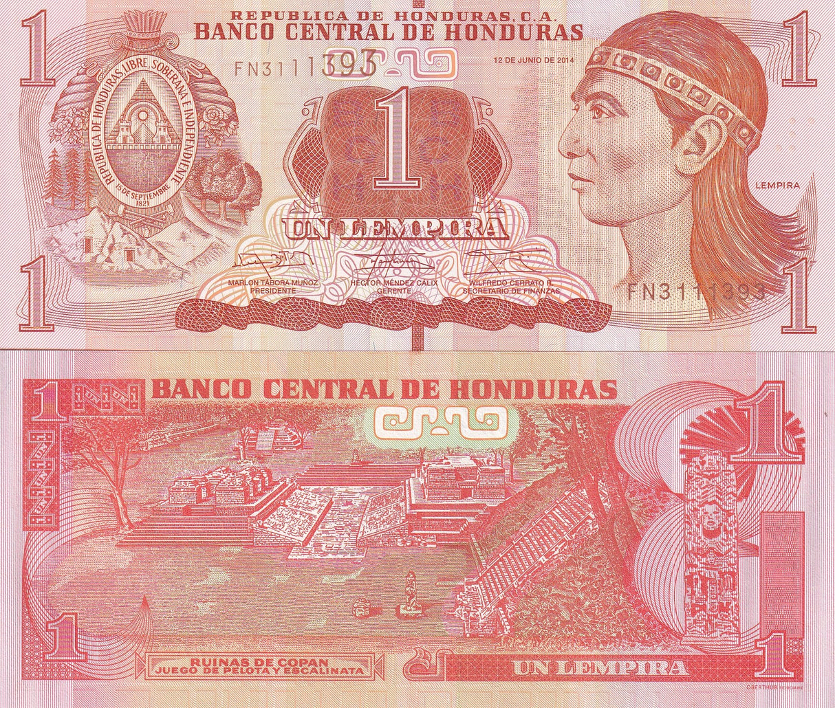 Honduras 1 Lempira 2014 P 96 UNC