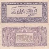 Indonesia 5 SEN 1945 P 14 AUnc