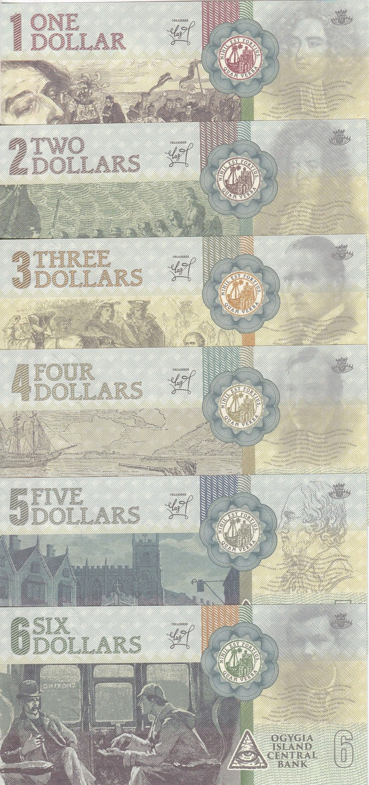 Ogygia Island Set 6, 1 2 3 4 5 6 Dollars 2018 Writers 1ST edition Fantasy