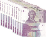 Croatia 5 Dinars 1991 P 17 UNC LOT 10 PCS