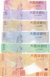 Macau Set 6 UNC 10 20 50 100 500 1000 Patacas 2013 - 2017 P 80 81 81A 82 83 84