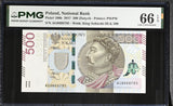 Poland 500 Zlotych 2017 P 190 b Gem UNC PMG 66 EPQ