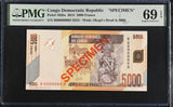 Congo 5000 Francs 2013 P 102 bs SPECIMEN Superb Gem UNC PMG 69 EPQ
