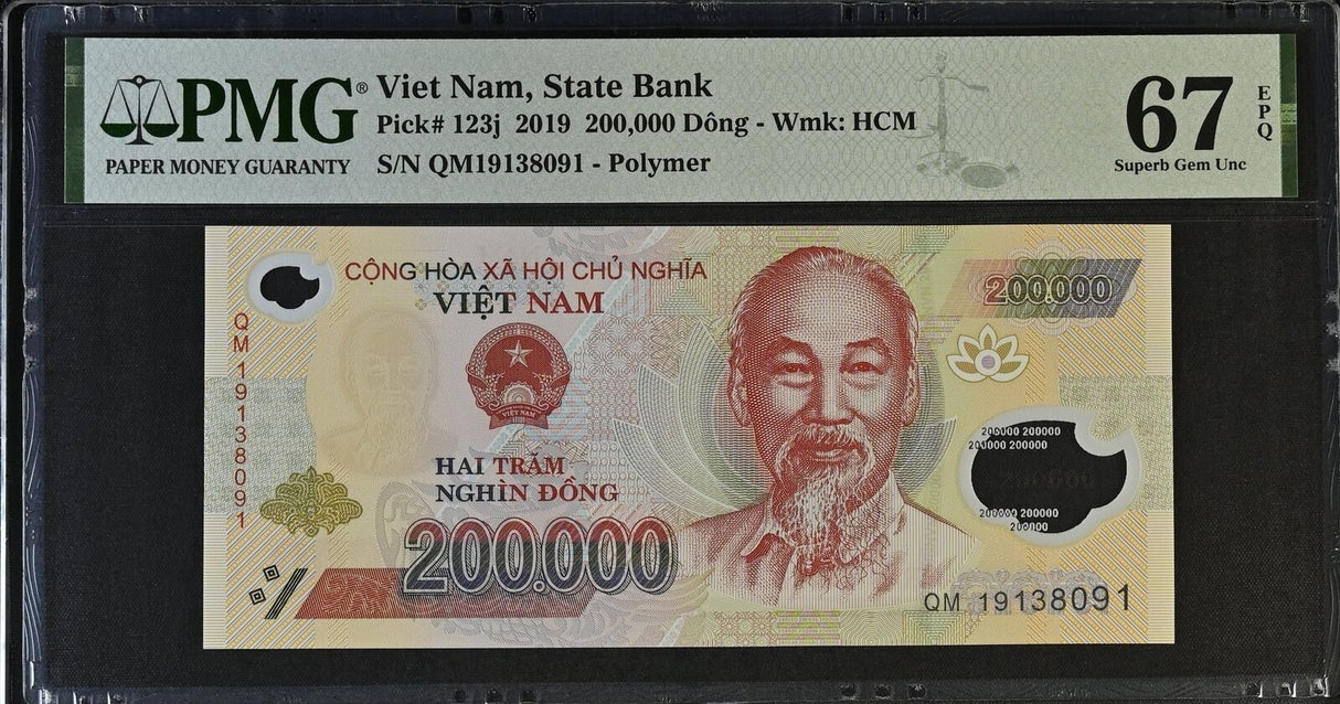 Vietnam 200000 Dong 2019 Polymer P 123 j Superb Gem UNC PMG 67 EPQ