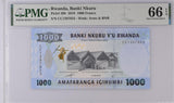 Rwanda 1000 Francs 2019 P 39 b Gem UNC PMG 66 EPQ