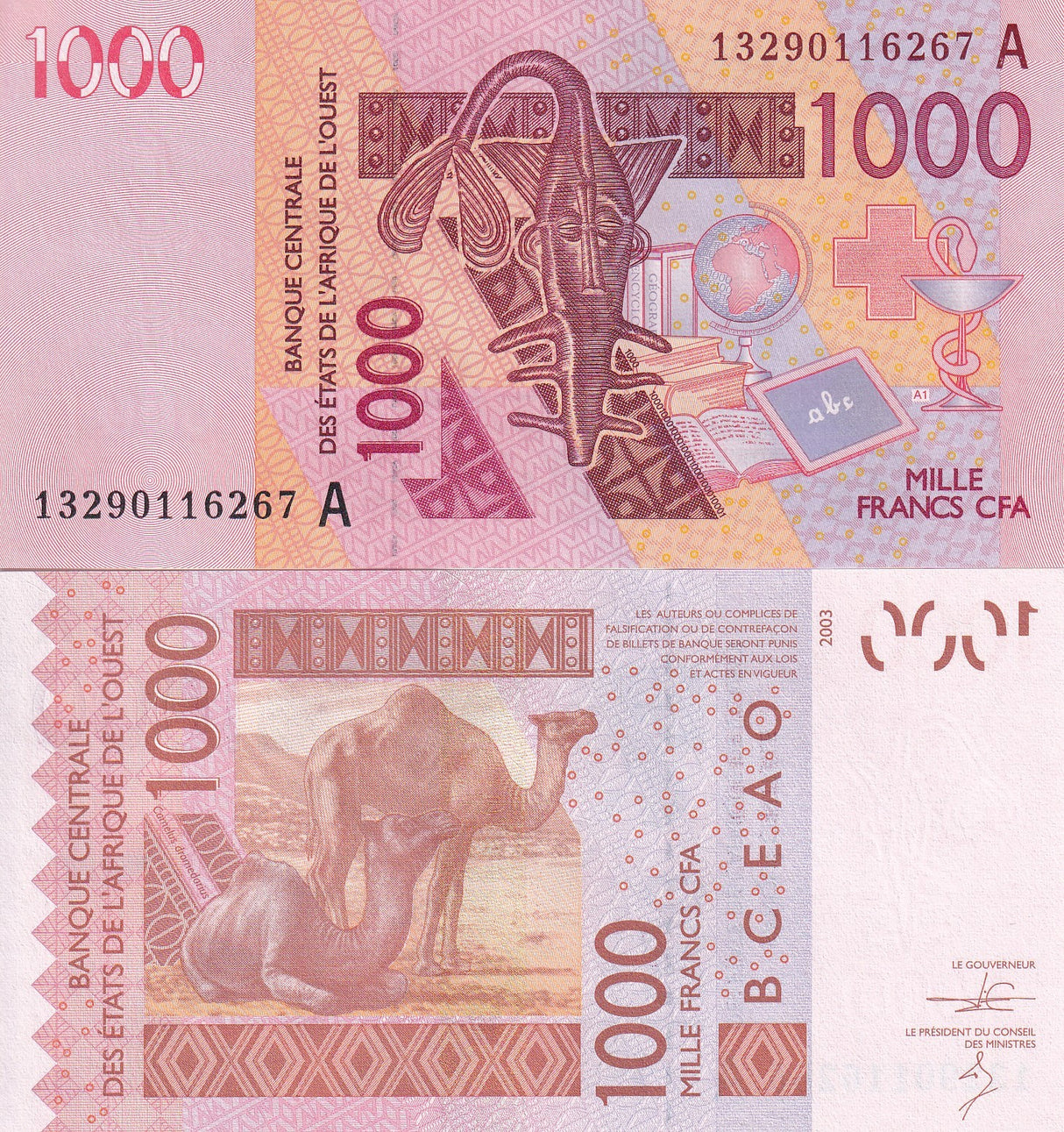Ivory Coast West African States 1000 Francs 2013 P 115Am UNC