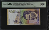 Colombia 50000 Pesos 2009 P 455 m Gem UNC PMG 66 EPQ
