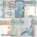 Seychelles 10 Rupees ND 1998 P 36 a First Sign With 3 Digit UNC