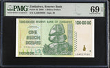 Zimbabwe 1 Billion Dollars 2008 P 83 Superb Gem UNC PMG 69 EPQ