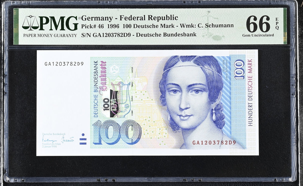 Germany Federal Republic 100 Mark 1996 P 46 Gem UNC PMG 66 EPQ
