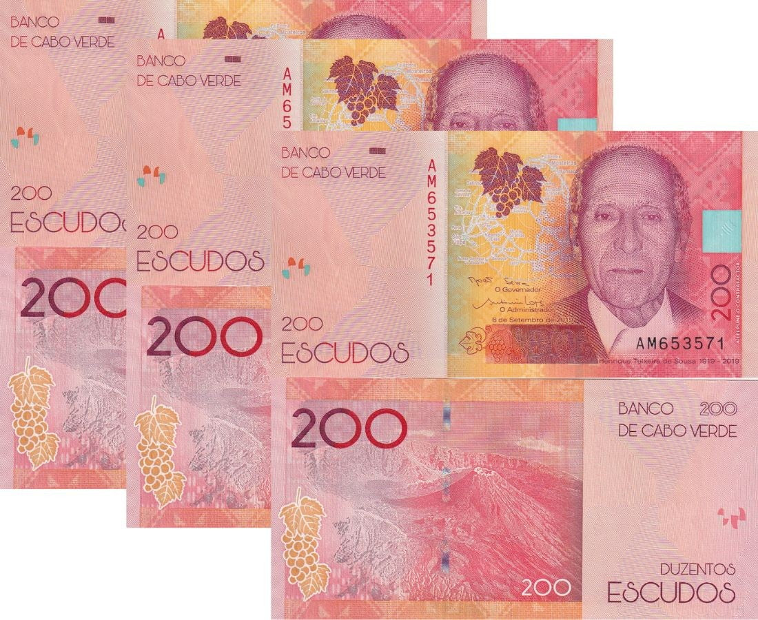 Cape Verde 200 Escudos 2019/2021 Paper P 76 UNC Lot 3 Pcs