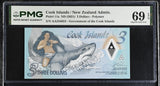 Cook Islands 3 Dollars ND 2021 P 11 a Polymer Superb Gem UNC PMG 69 EPQ