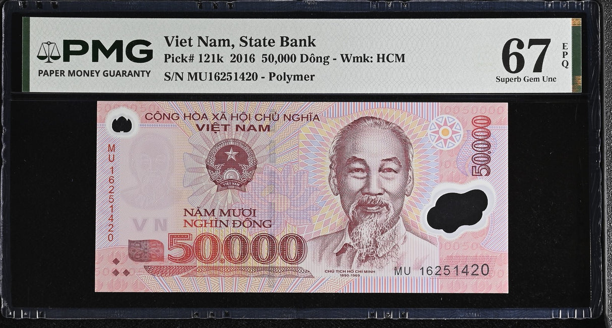 Vietnam 50000 Dong 2016 P 121 k Superb Gem UNC PMG 67 EPQ