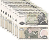 Turkey 10 Lira 1970 P 193 UNC LOT 10 PCS , President Mustafa Kemal Ataturk
