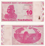 Zimbabwe 10 Dollars 2009 P 94 UNC Chiremba balancing rock