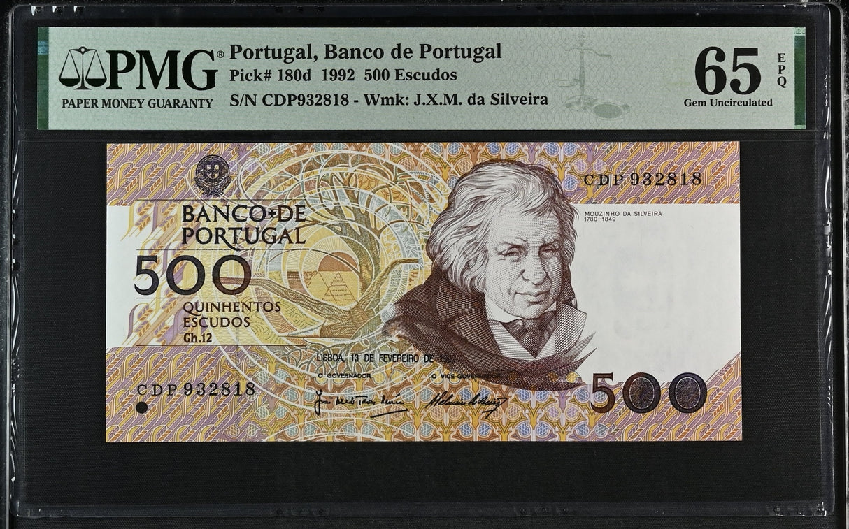 Portugal 500 Escudos 1992 P 180 d GEM UNC PMG 65 EPQ