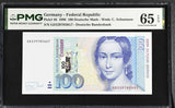 Germany 100 Deutsche Mark 1996 P 46 Gem UNC PMG 65 EPQ , Graded Note
