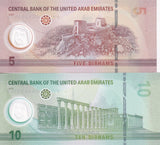 UAE United Arab Emirates Set 2 UNC 5 10 Dirhams 2023 P 36 37