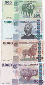 Tanzania Set 4 UNC 500 1000 2000 5000 Shillings ND 2003 P 35 36 37 38