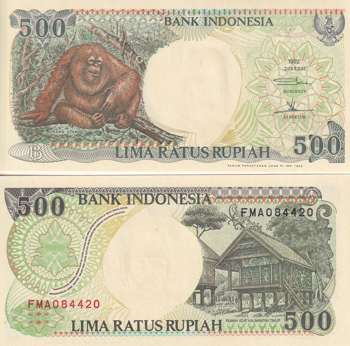 Indonesia 500 Rupiah 1992/Mixed Years P 128 Monkey UNC