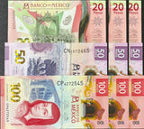 Mexico set 3 x Lot 3 = 9 UNC 20 50 100 Mixed Years Polymer P 131 132 133