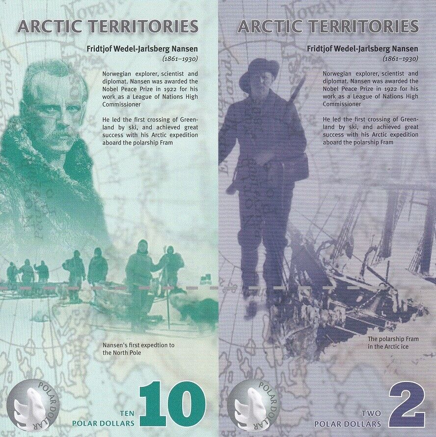 Arctic Territories 2 10 Dollars 2010 SPECIMEN Polymer UNCUT SHEET
