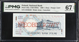 Poland 1 Zlotych 1990 P 164 a Cancelled Superb Gem UNC PMG 67 EPQ