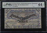 Germany 100 Millionen Mark 1923 P S989 Choice UNC PMG 64 EPQ