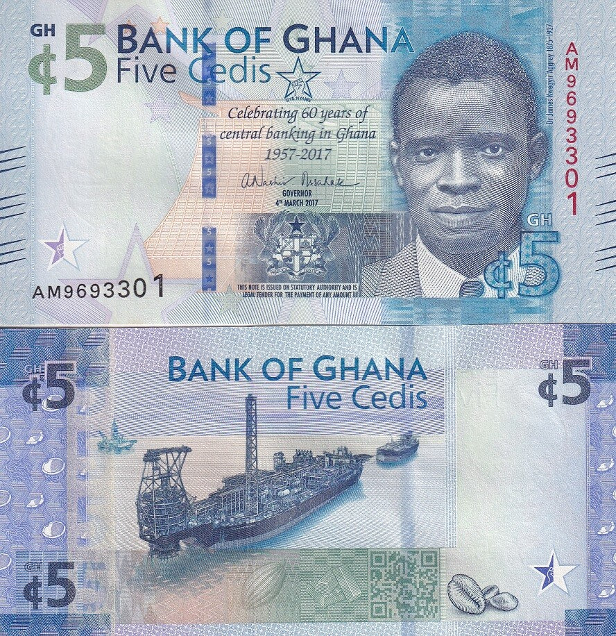 Ghana 5 CEDIS 2017 Commemorative P 43 UNC